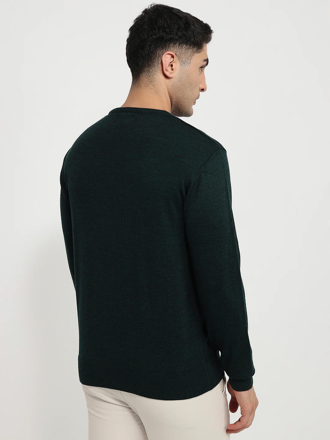 Raymond Men Green Solid Acrylic Sweatshirt - Image 4