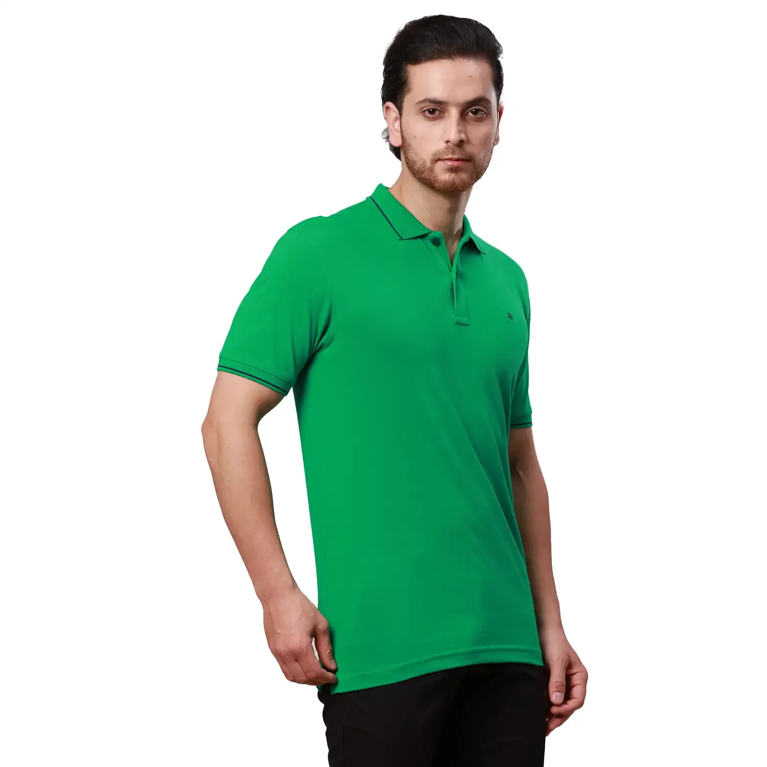 Raymond Men Green Solid Contemporary Fit Cotton T-Shirt - Image 2