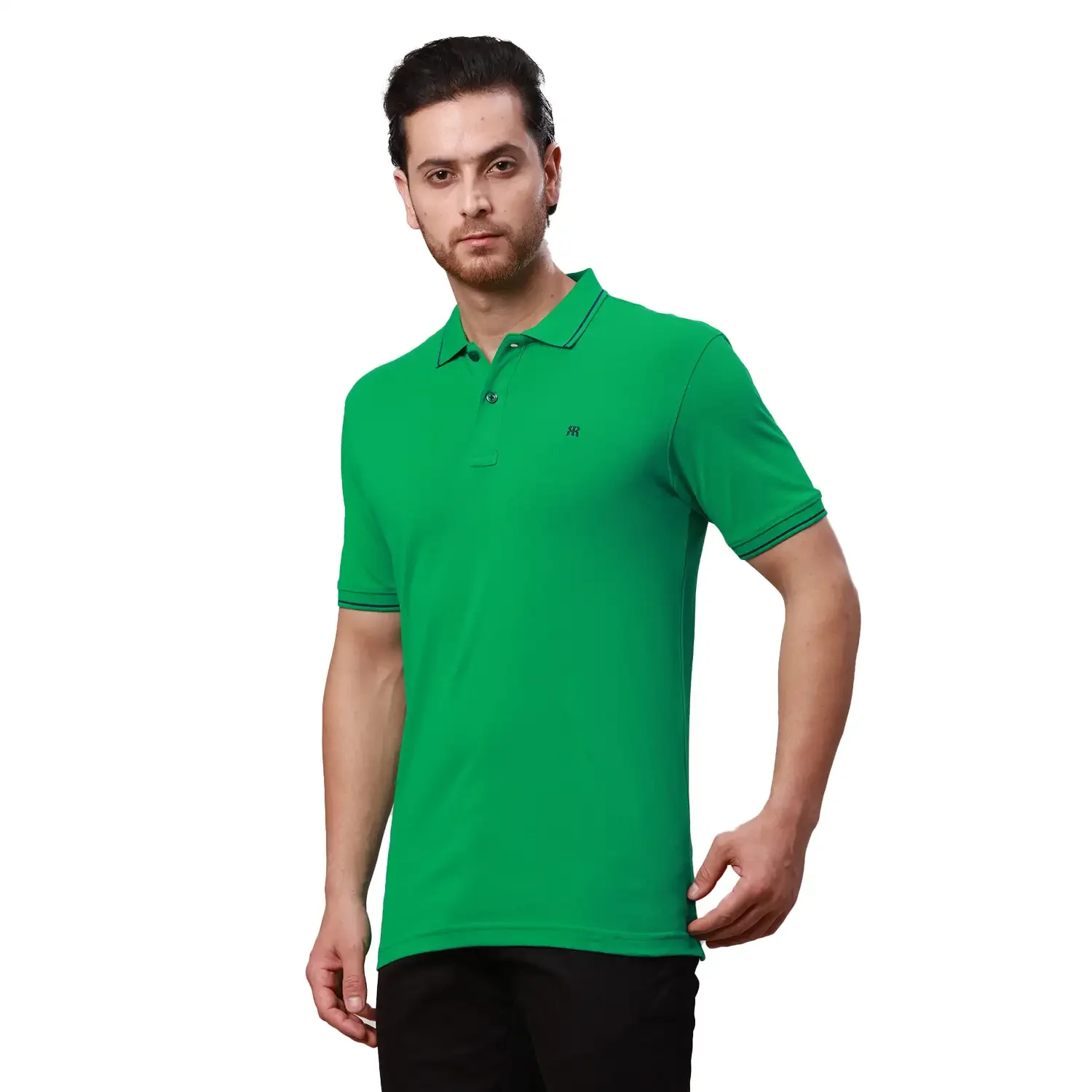 Raymond Men Green Solid Contemporary Fit Cotton T-Shirt - Image 3