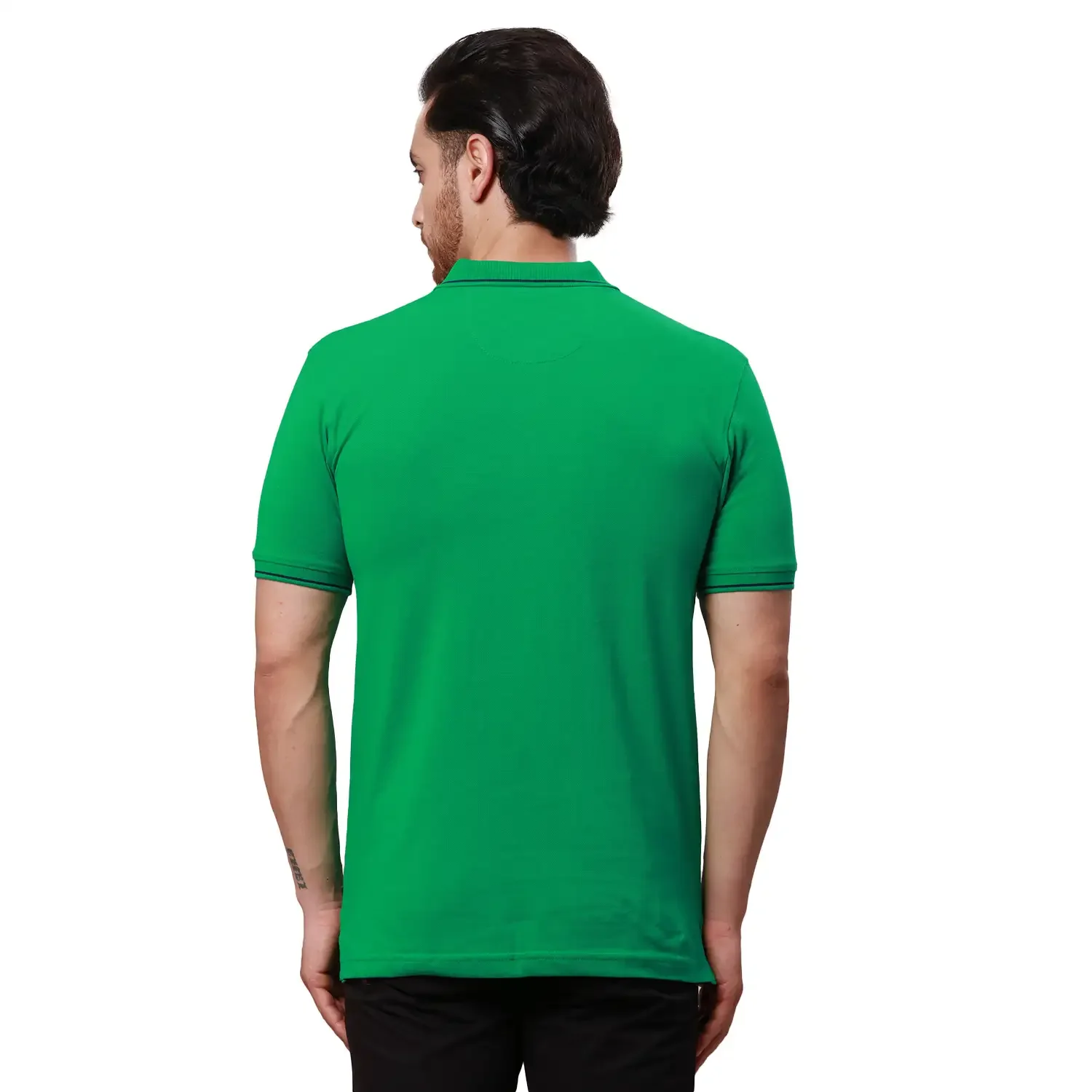 Raymond Men Green Solid Contemporary Fit Cotton T-Shirt - Image 5