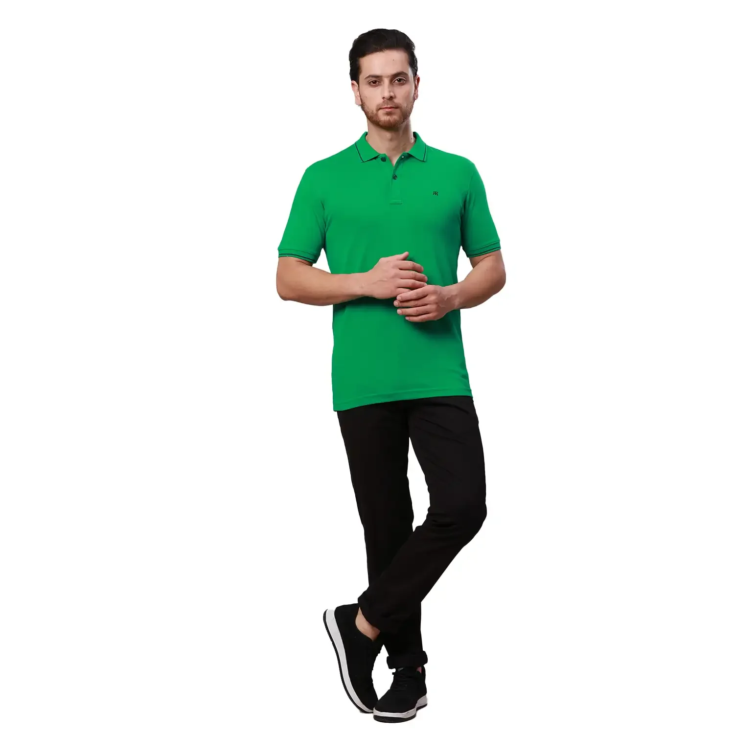 Raymond Men Green Solid Contemporary Fit Cotton T-Shirt - Image 6