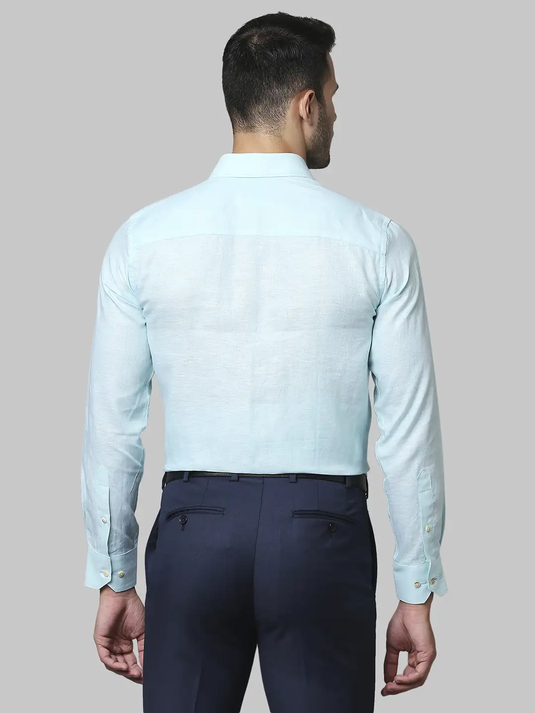 Raymond Men Green Solid Contemporary Fit Linen Full Sleeve Shirts - Image 4