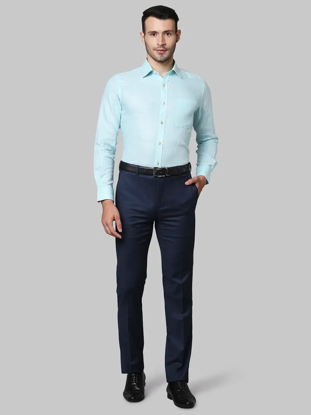 Raymond Men Green Solid Contemporary Fit Linen Full Sleeve Shirts - Image 5