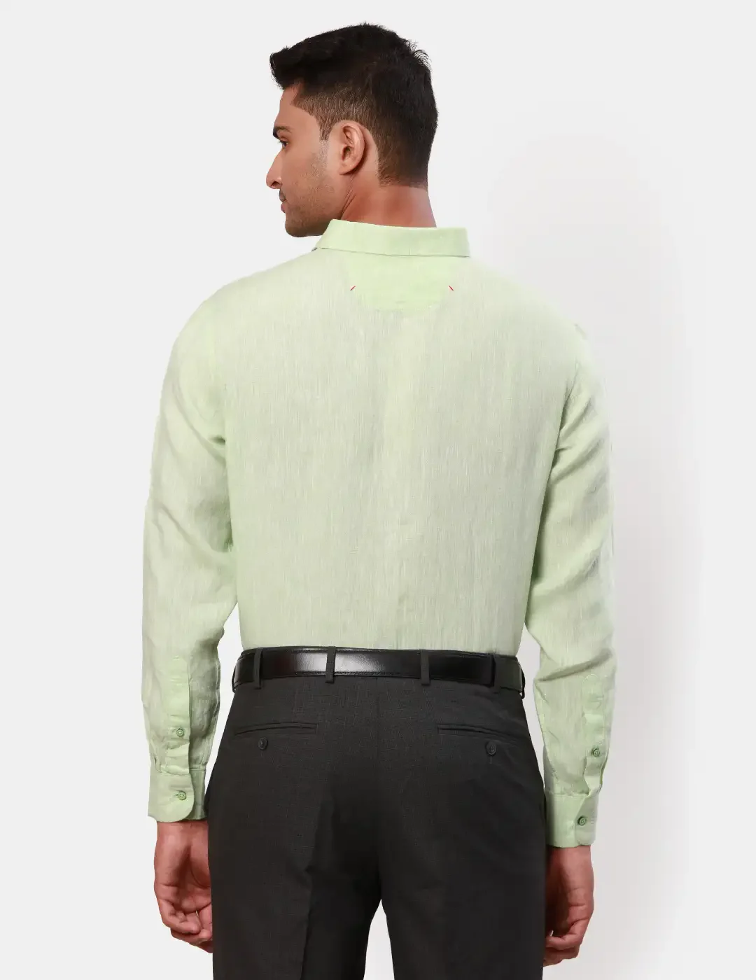 Raymond Men Green Solid Contemporary Fit Linen Shirt - Image 4