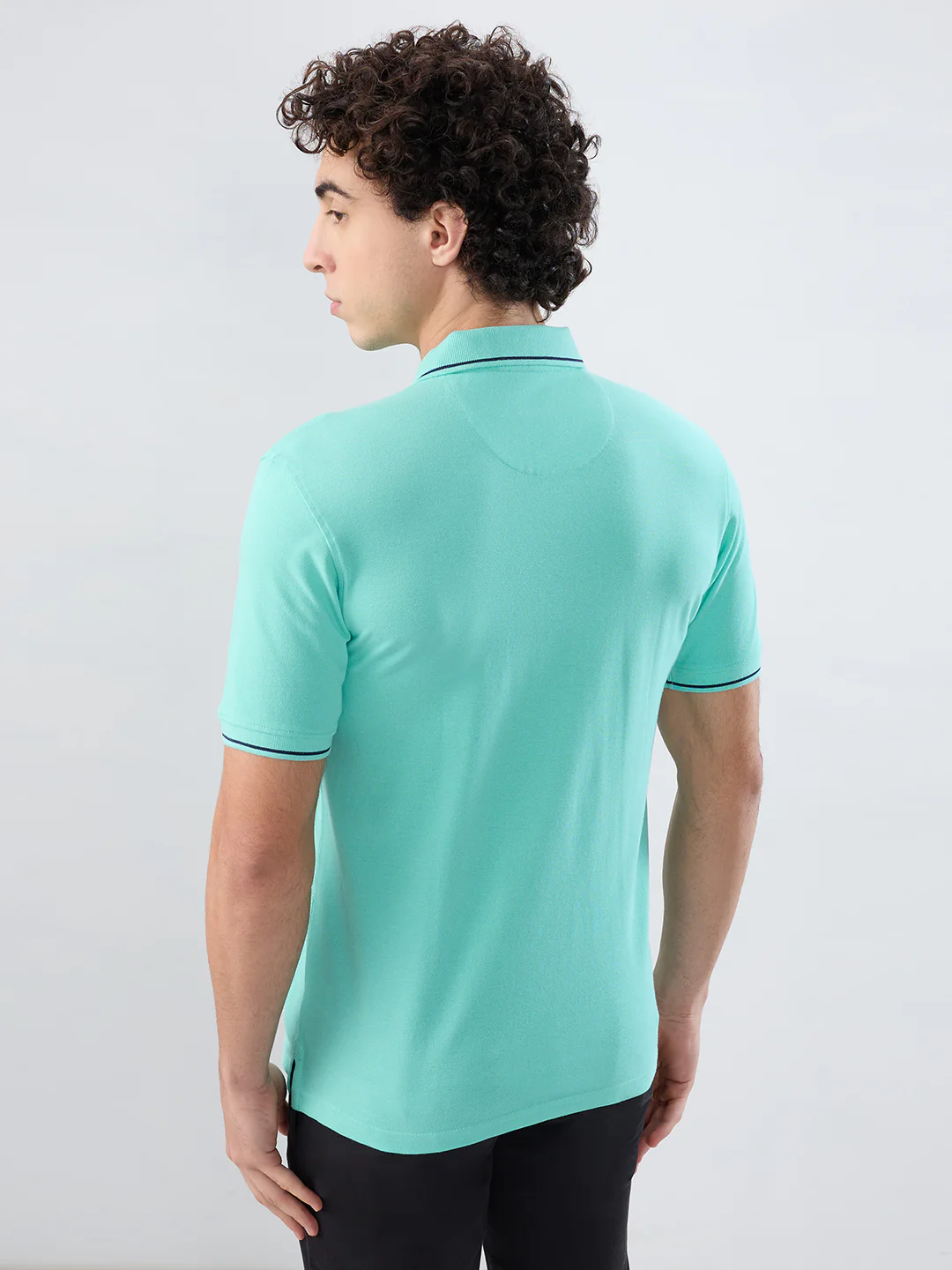 Raymond Men Green Solid Modern Fit Cotton T-shirt - Image 4