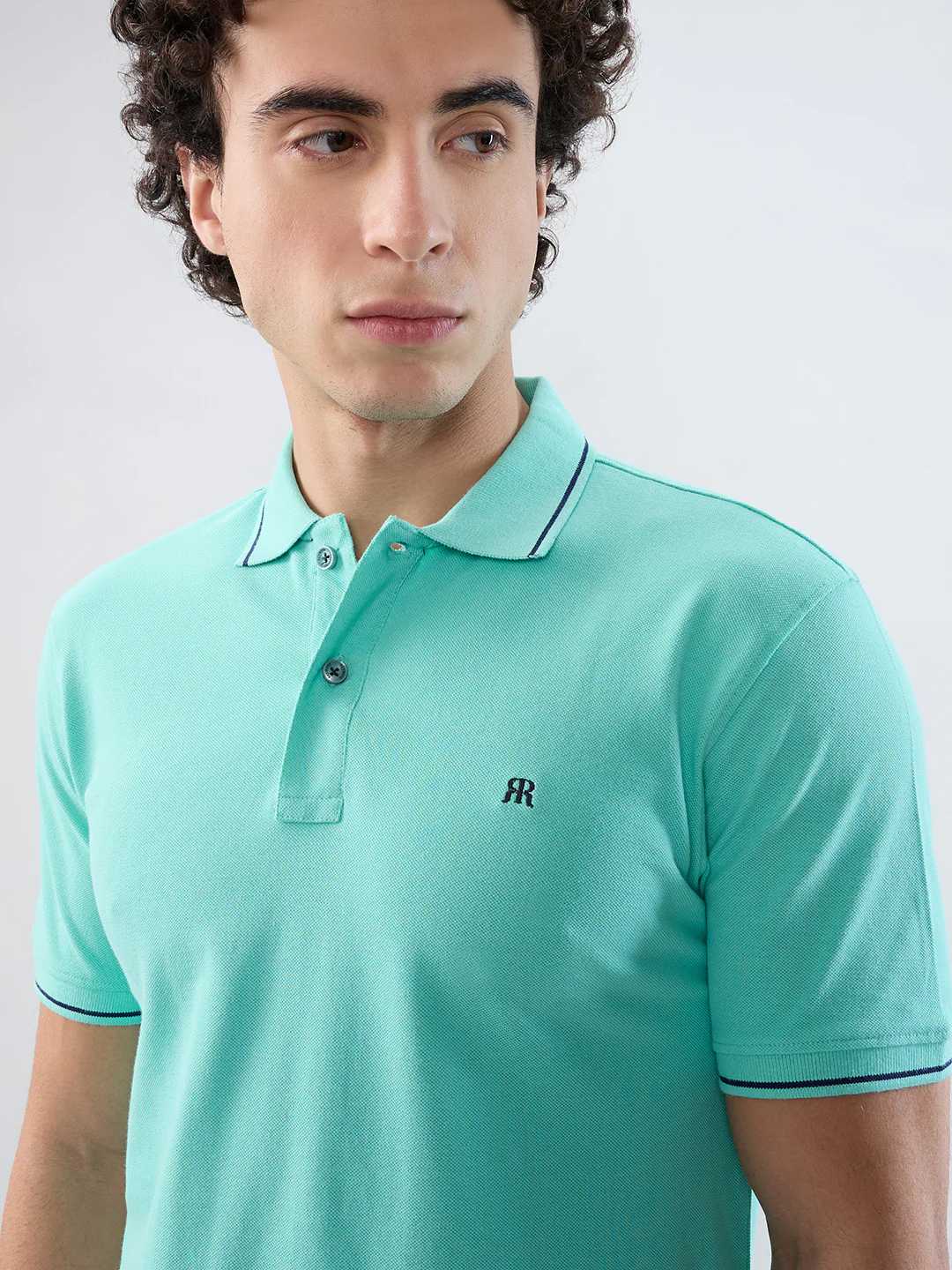 Raymond Men Green Solid Modern Fit Cotton T-shirt - Image 6