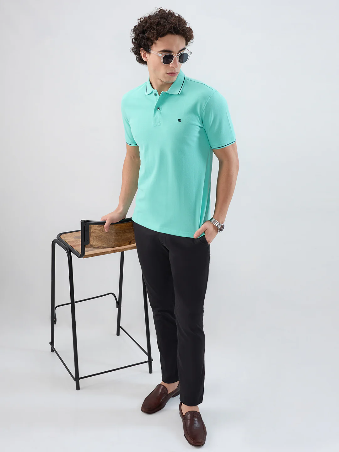 Raymond Men Green Solid Modern Fit Cotton T-shirt - Image 7
