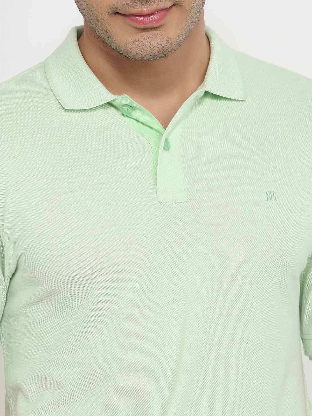 Raymond Men Green Solid Modern Fit Cotton T-shirt - Image 7