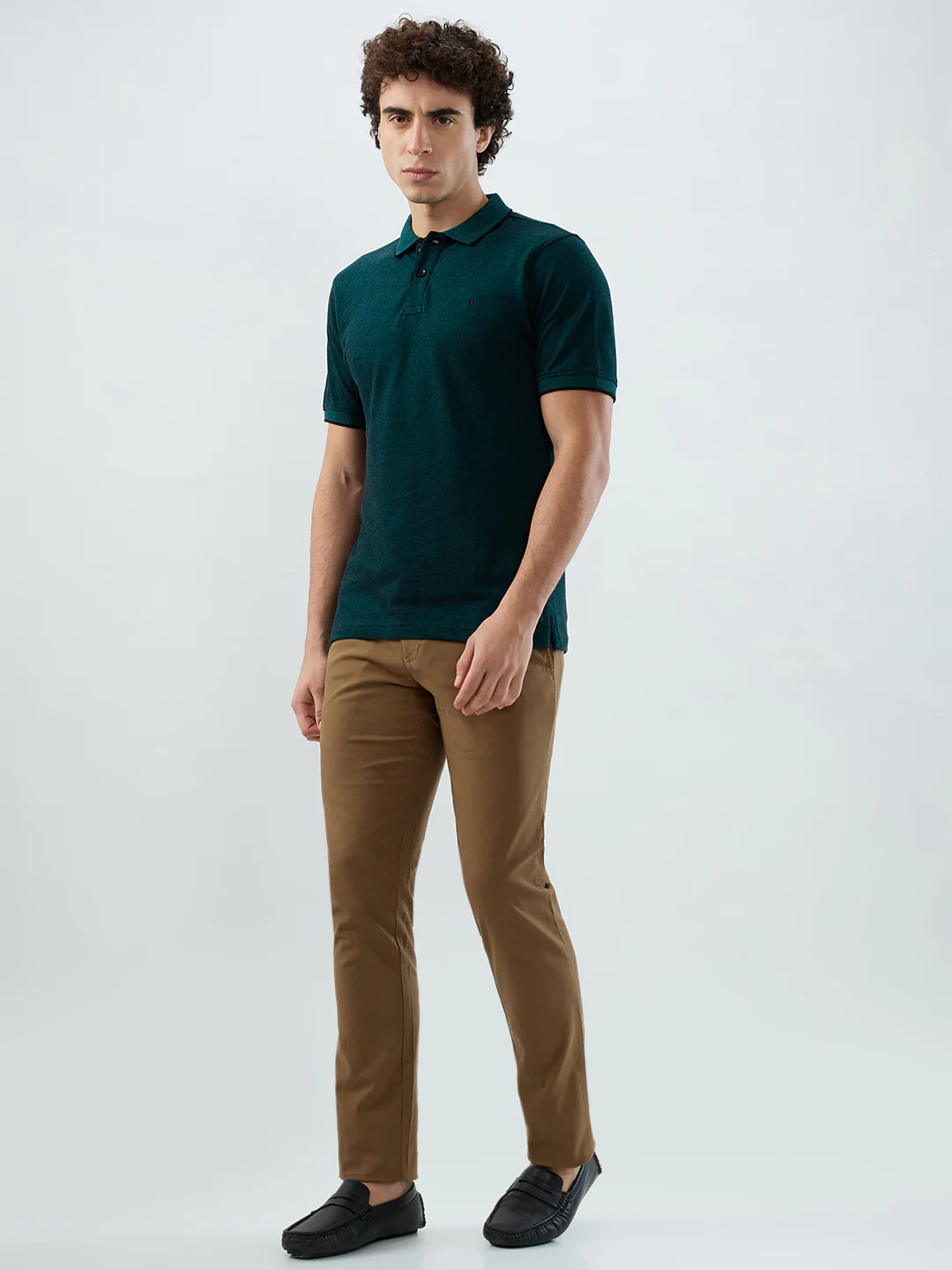 Raymond Men Green Solid Modern Fit Cotton T-Shirt - Image 6