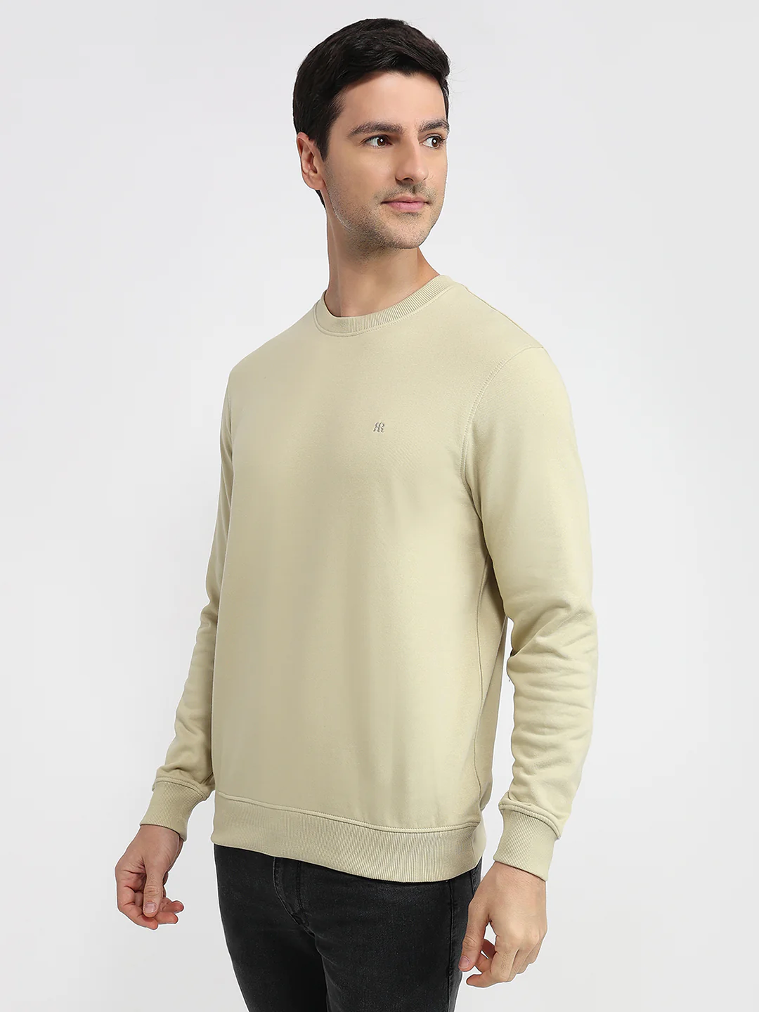 Raymond Men Green Solid Regular Fit Cotton Blend Sweatshirt - Image 2