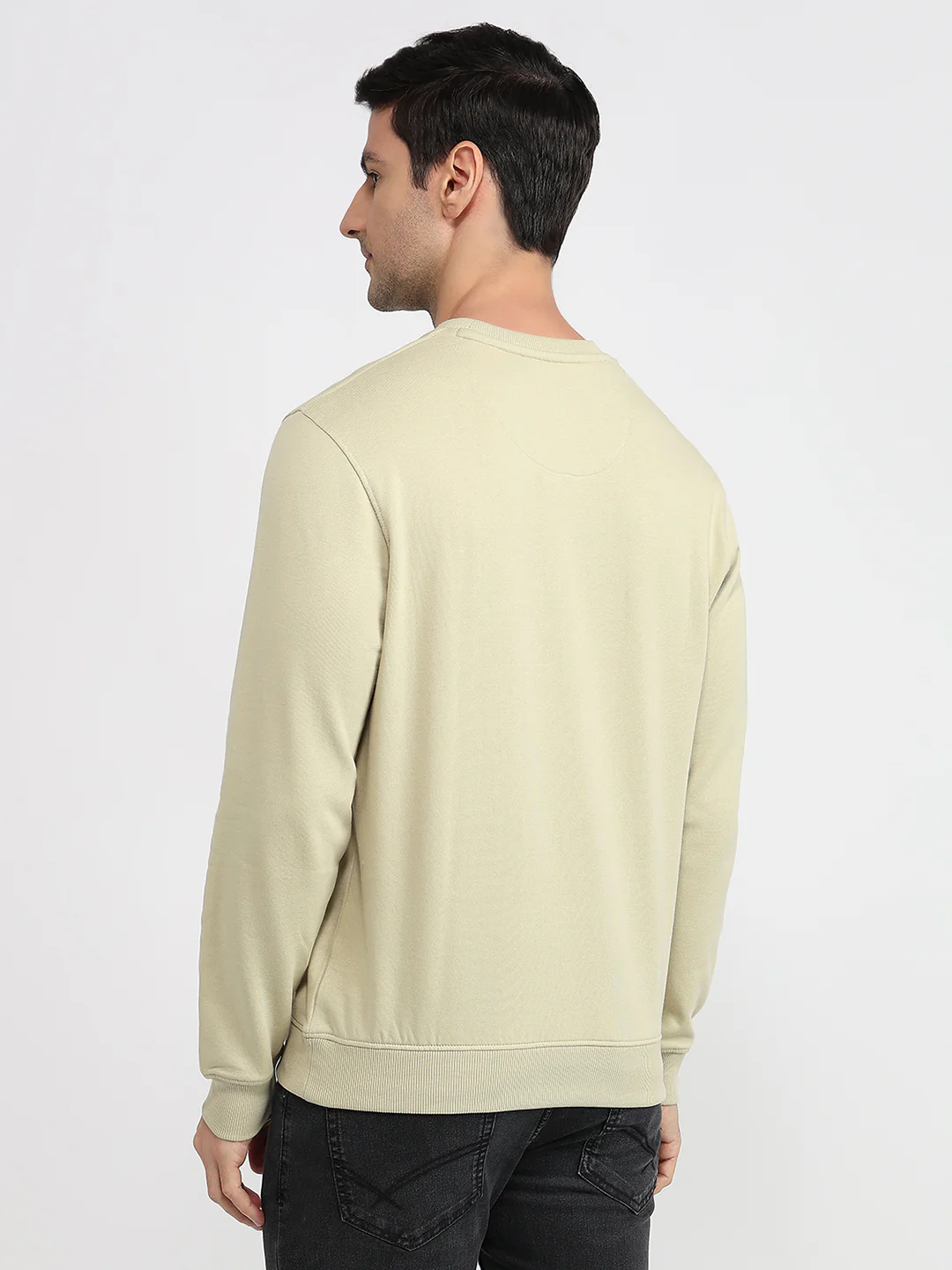 Raymond Men Green Solid Regular Fit Cotton Blend Sweatshirt - Image 4