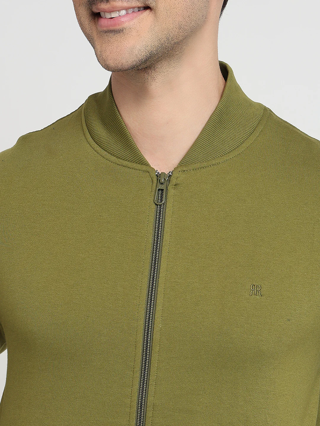 Raymond Men Green Solid Regular Fit Cotton Blend Sweatshirt - Image 6