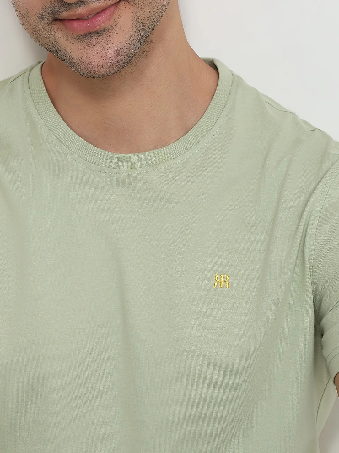 Raymond Men Green Solid Regular Fit Cotton T-Shirt - Image 6