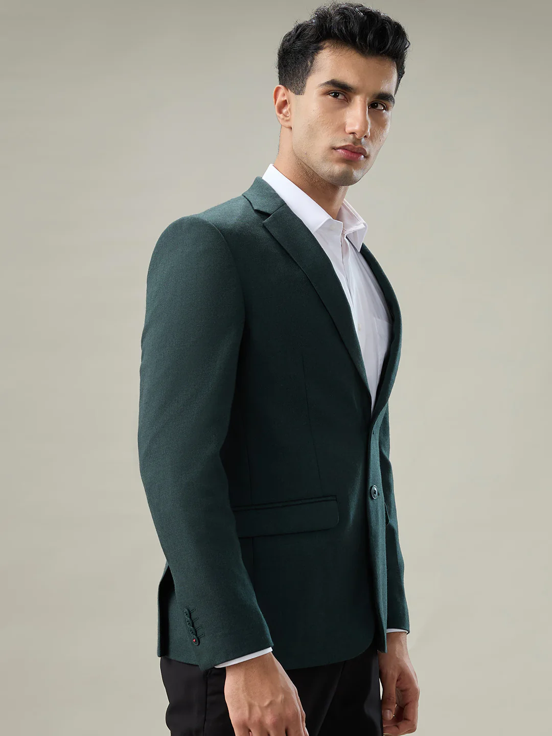 Raymond Men Green Solid Regular Fit Polyester Blend Blazer - Image 2