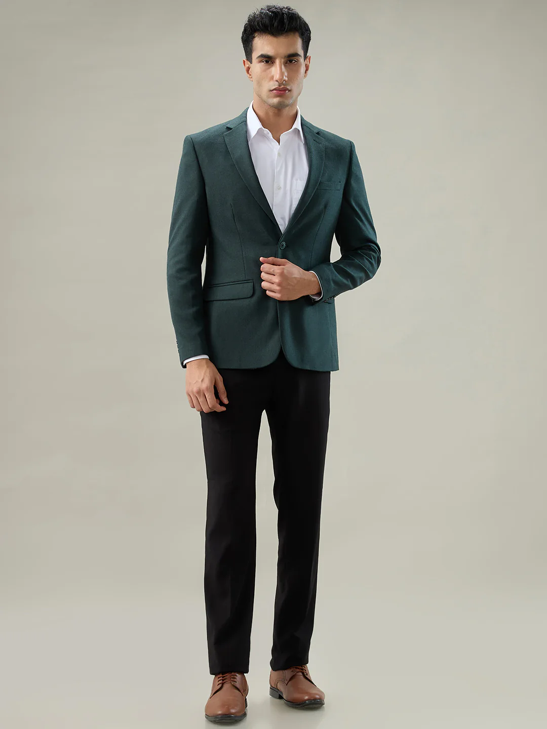Raymond Men Green Solid Regular Fit Polyester Blend Blazer - Image 5