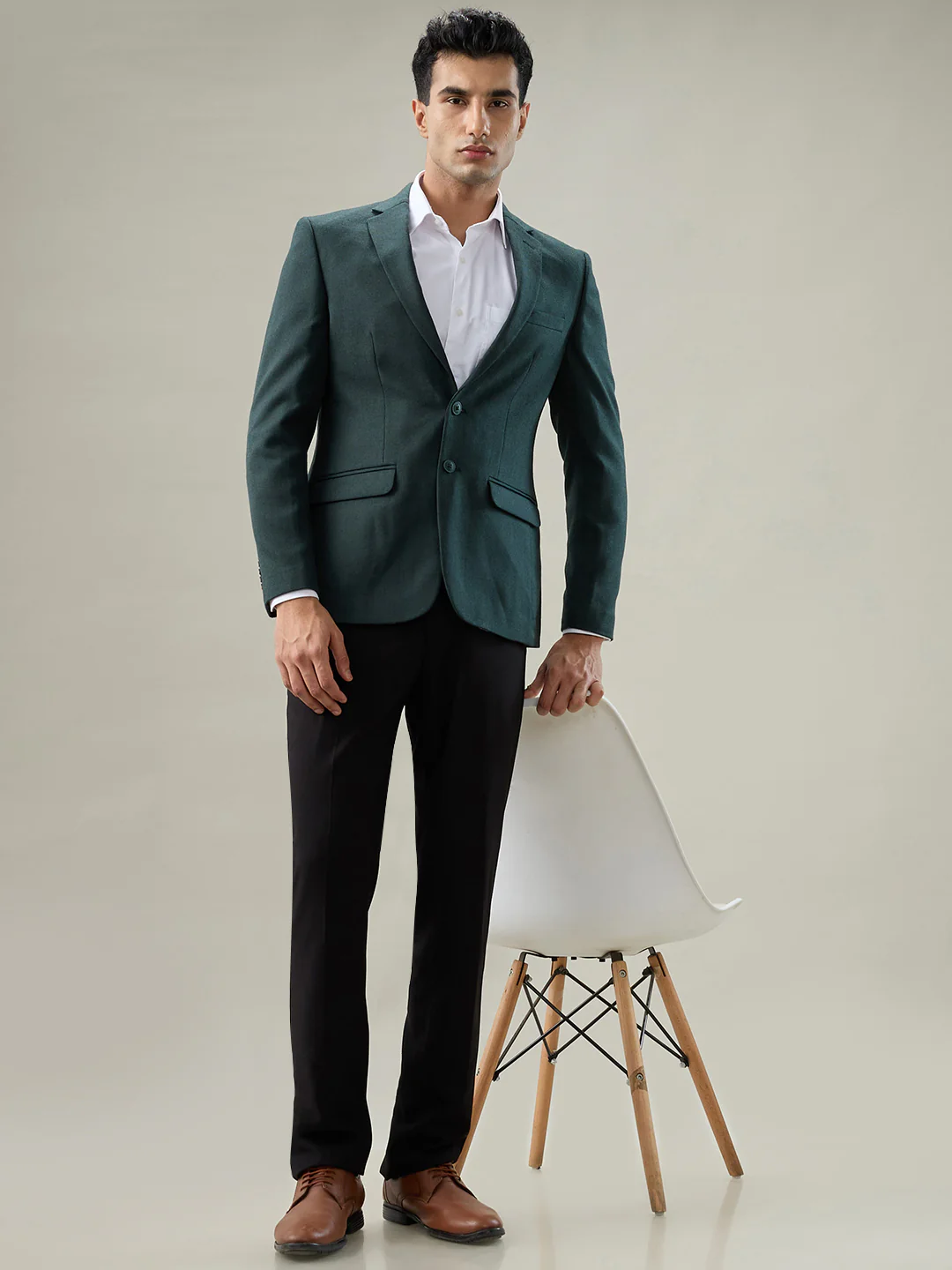 Raymond Men Green Solid Regular Fit Polyester Blend Blazer - Image 7