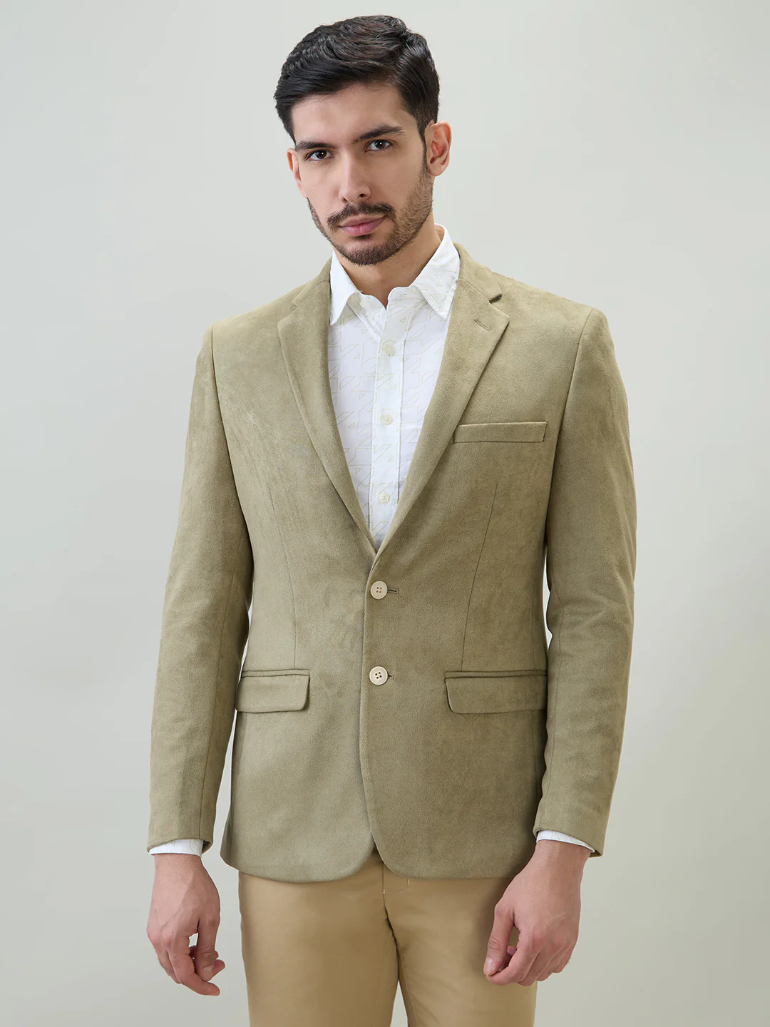 Raymond Men Green Solid Regular Fit Terylene Blend Blazer