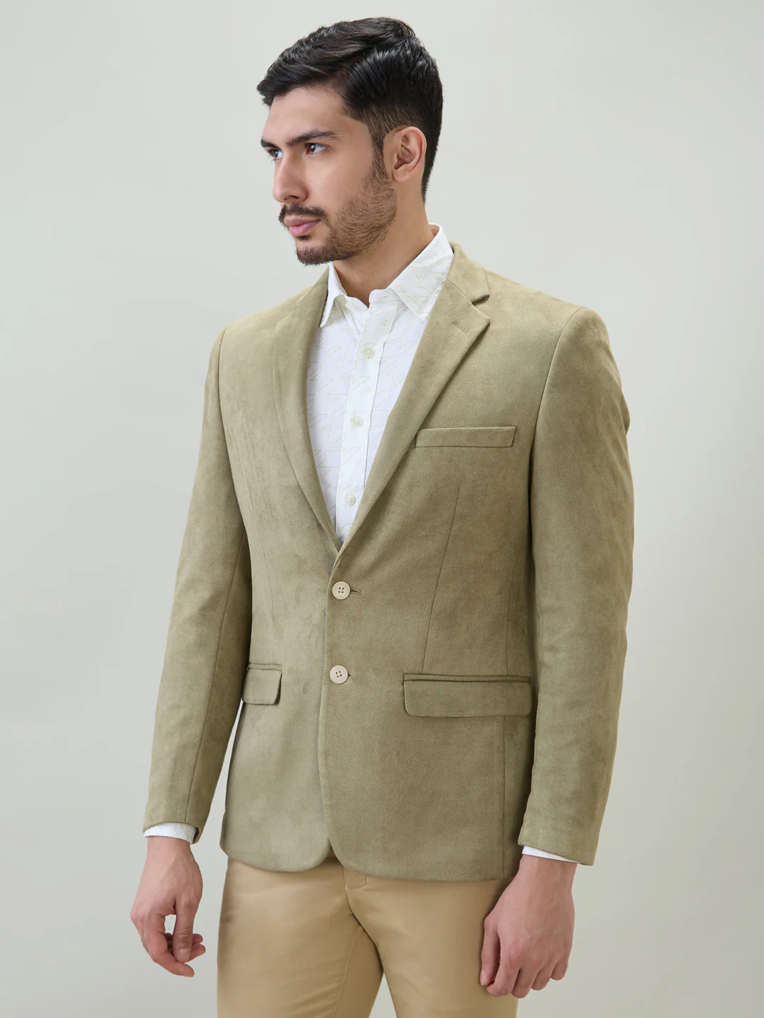 Raymond Men Green Solid Regular Fit Terylene Blend Blazer - Image 2