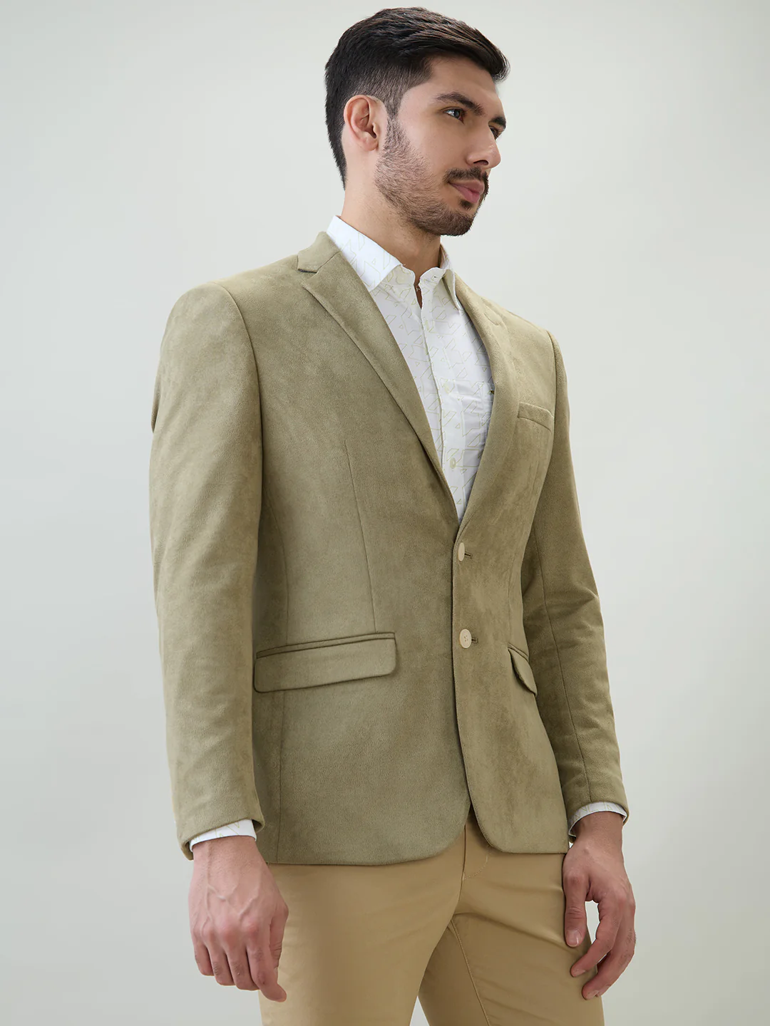 Raymond Men Green Solid Regular Fit Terylene Blend Blazer - Image 3