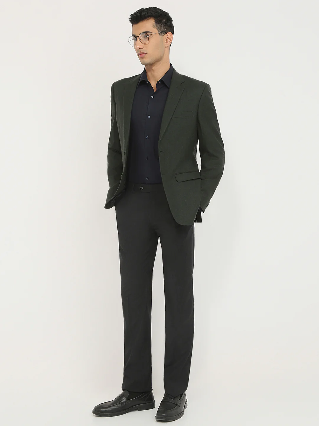 Raymond Men Green Solid Regular Fit Wool Blazer - Image 5