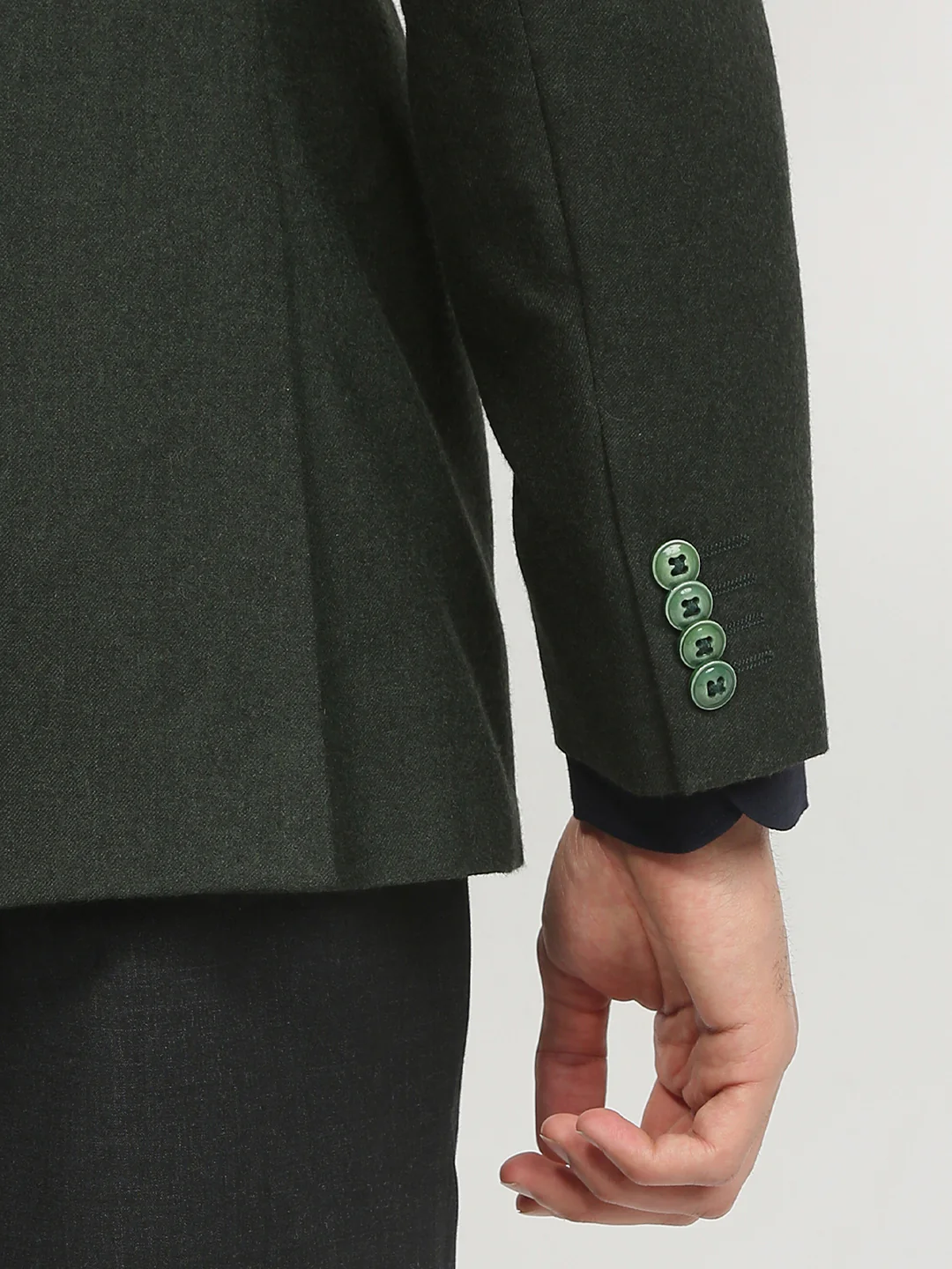 Raymond Men Green Solid Regular Fit Wool Blazer - Image 7