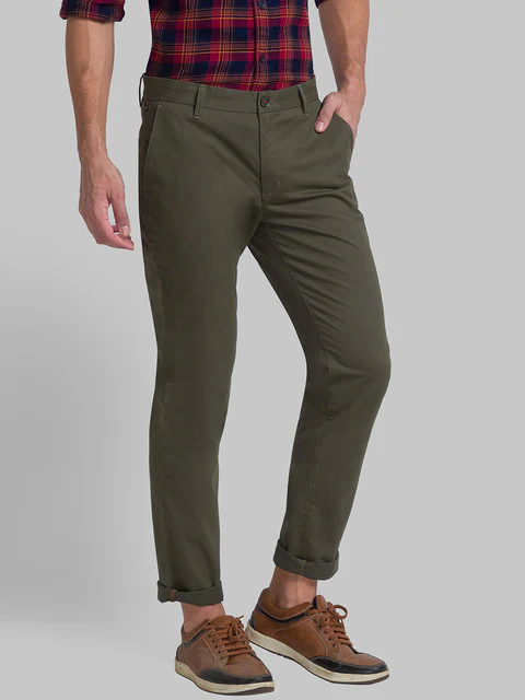 Raymond Men Green Solid Slim Fit Cotton Blend Trouser - Image 2