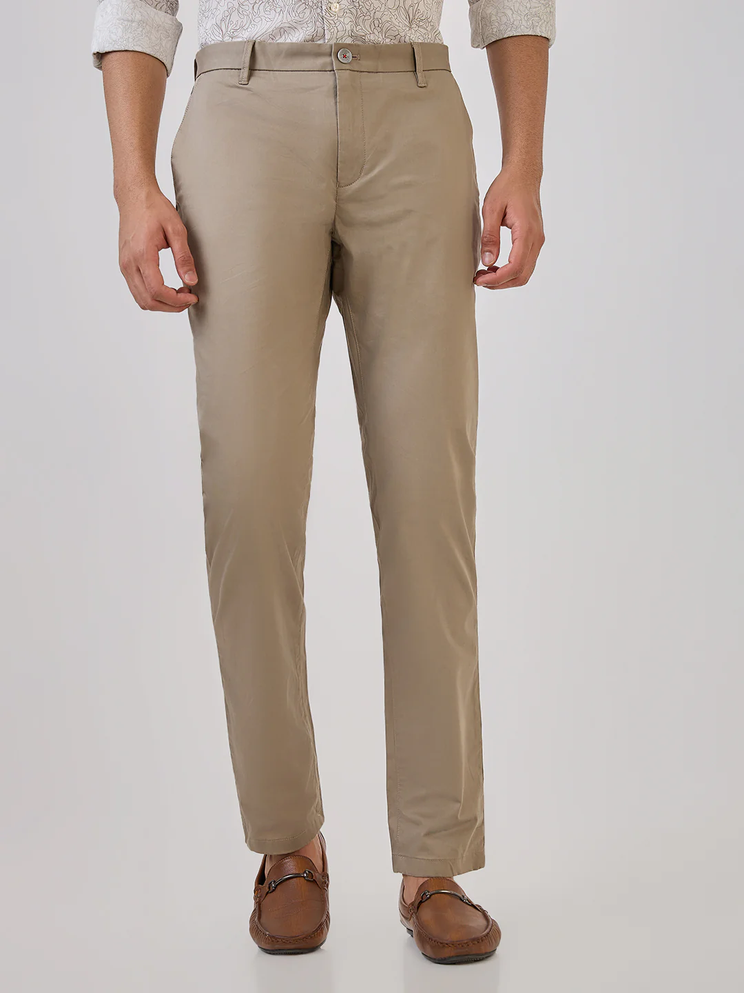 Raymond Men Green Solid Slim Fit Cotton Blend Trouser