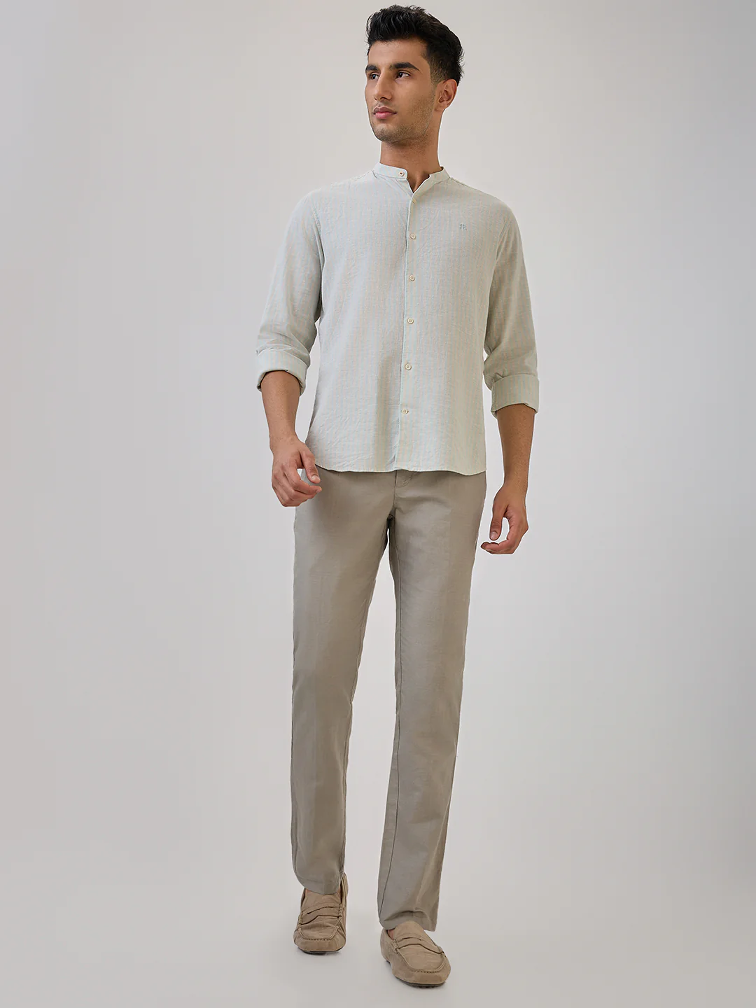 Raymond Men Green Solid Slim Fit Cotton Blend Trouser - Image 5