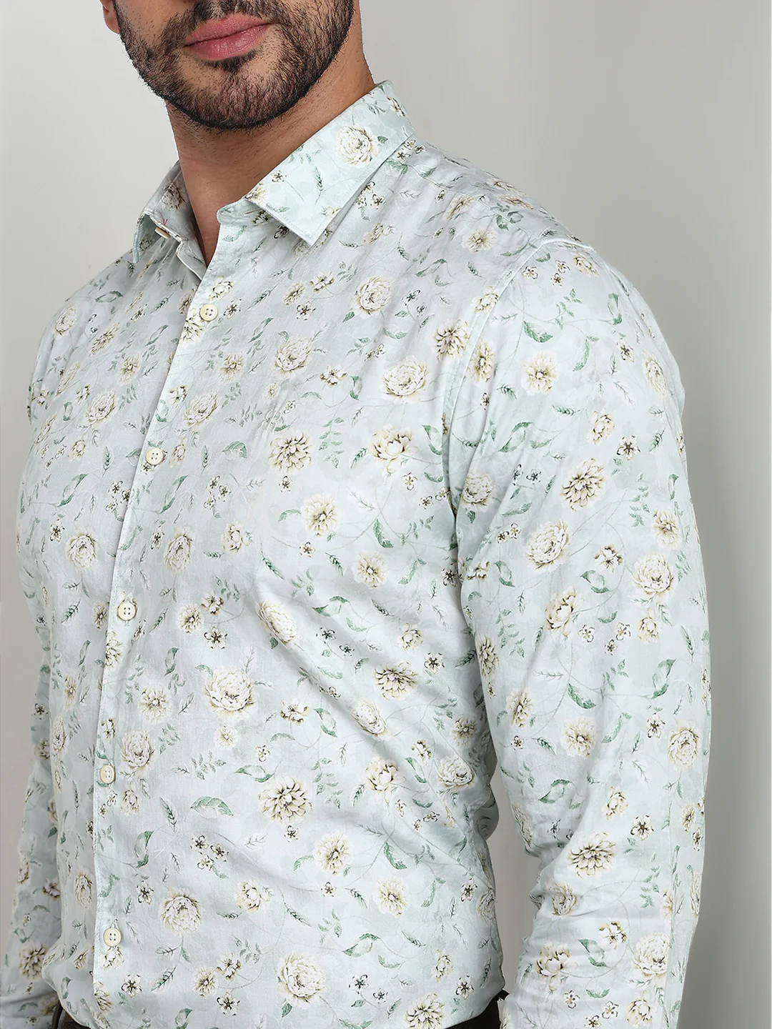 Raymond Men Green Solid Slim Fit Cotton Casual Shirt - Image 6