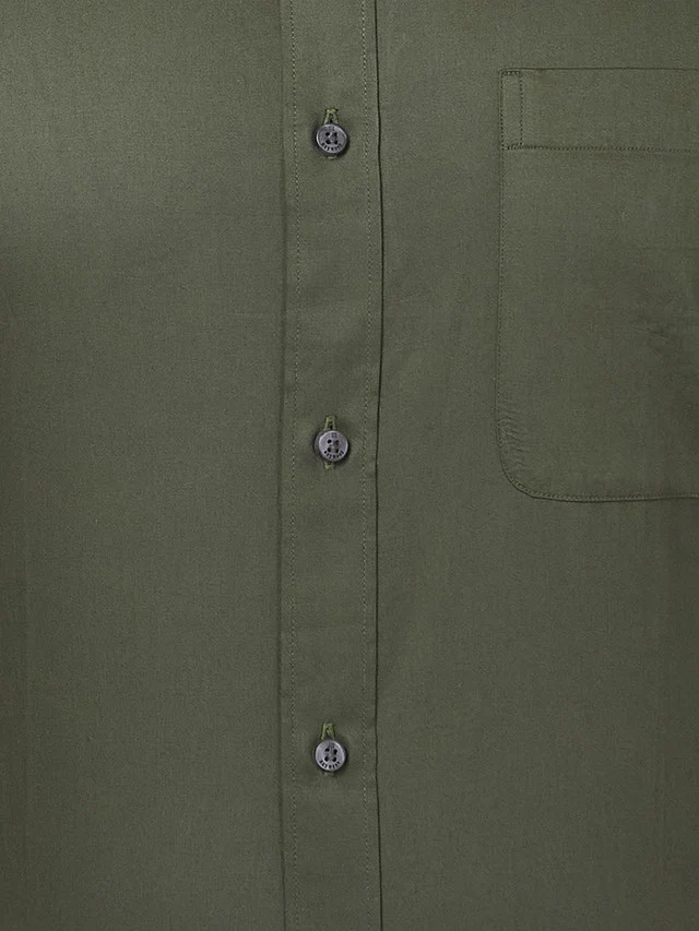 Raymond Men Green Solid Slim Fit Cotton Shirt - Image 7