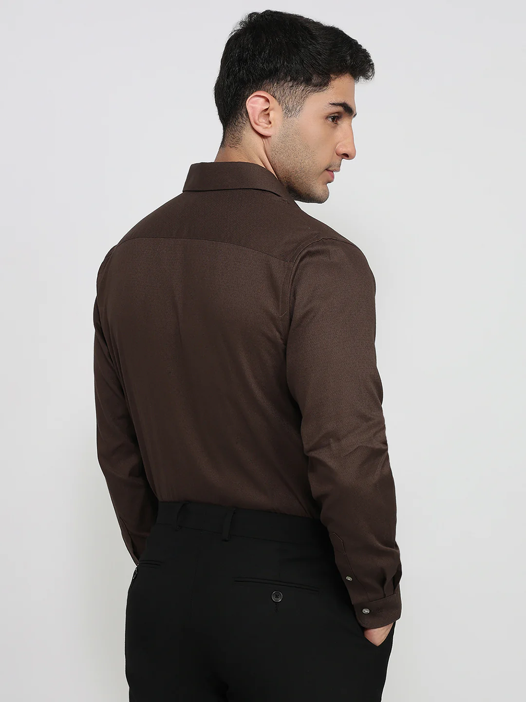 Raymond Men Green Solid Slim Fit Cotton Shirt - Image 4