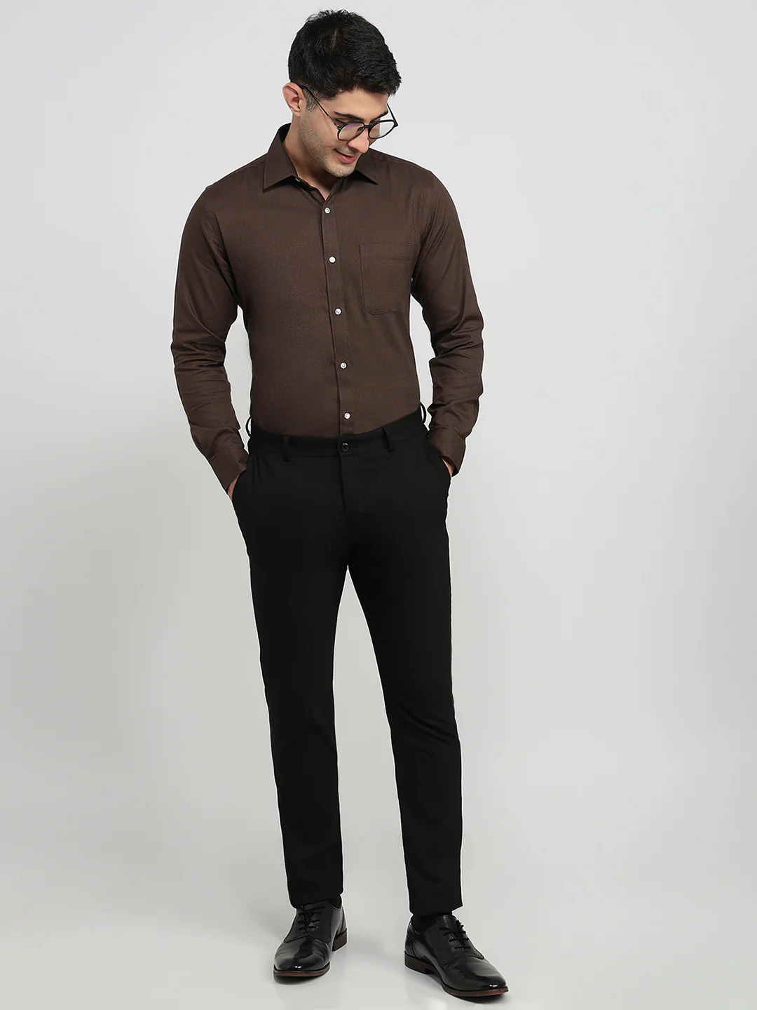 Raymond Men Green Solid Slim Fit Cotton Shirt - Image 5