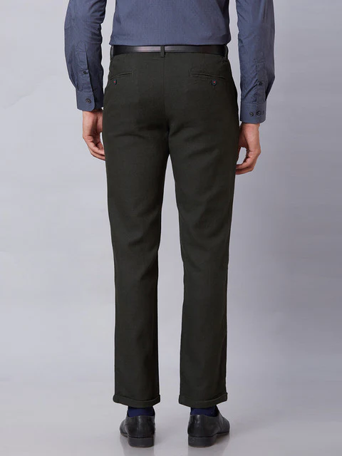 Raymond Men Green Solid Slim Fit Linen Blend Trouser - Image 4