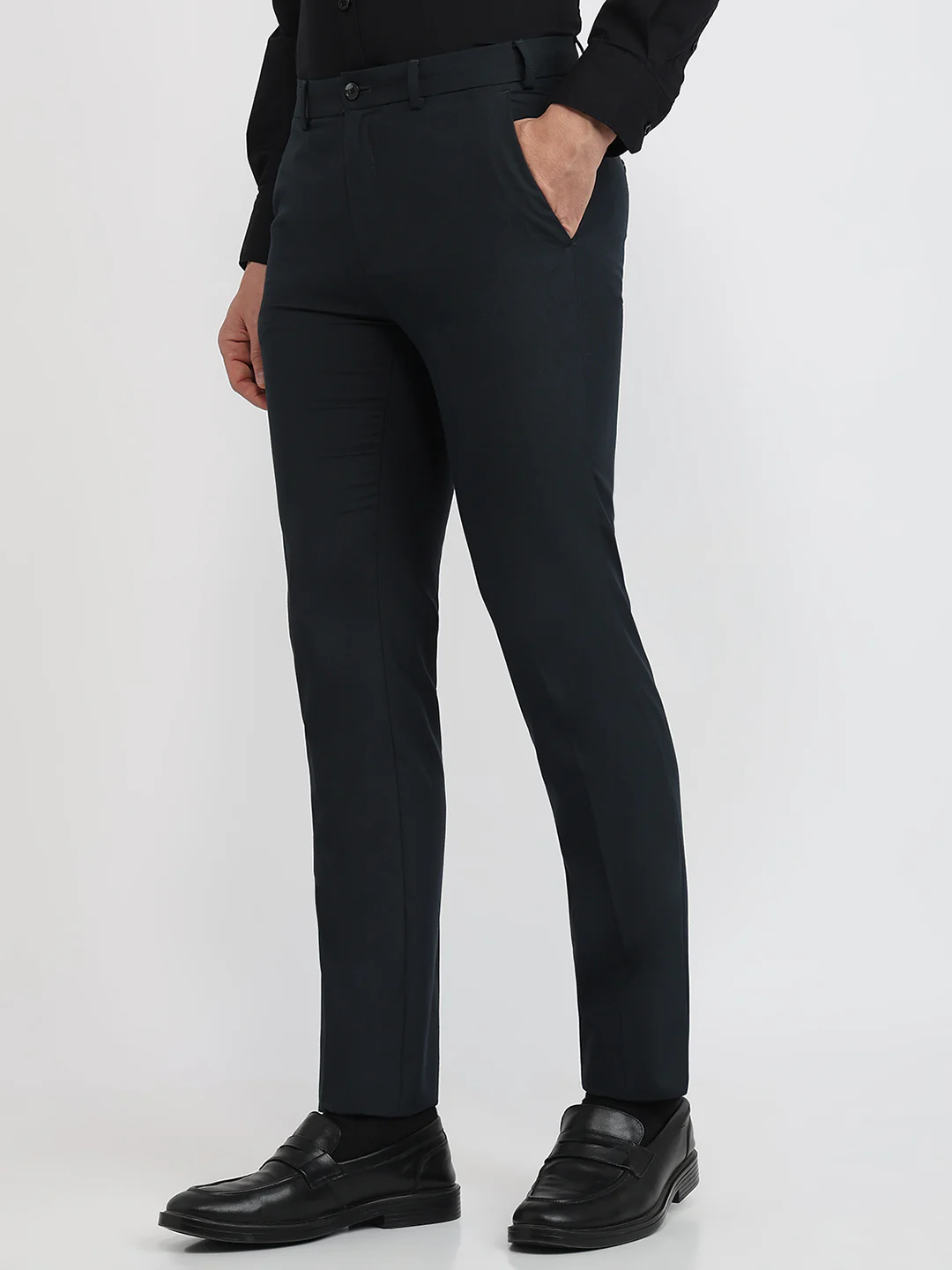 Raymond Men Green Solid Slim Fit Polyester Blend Trouser - Image 2
