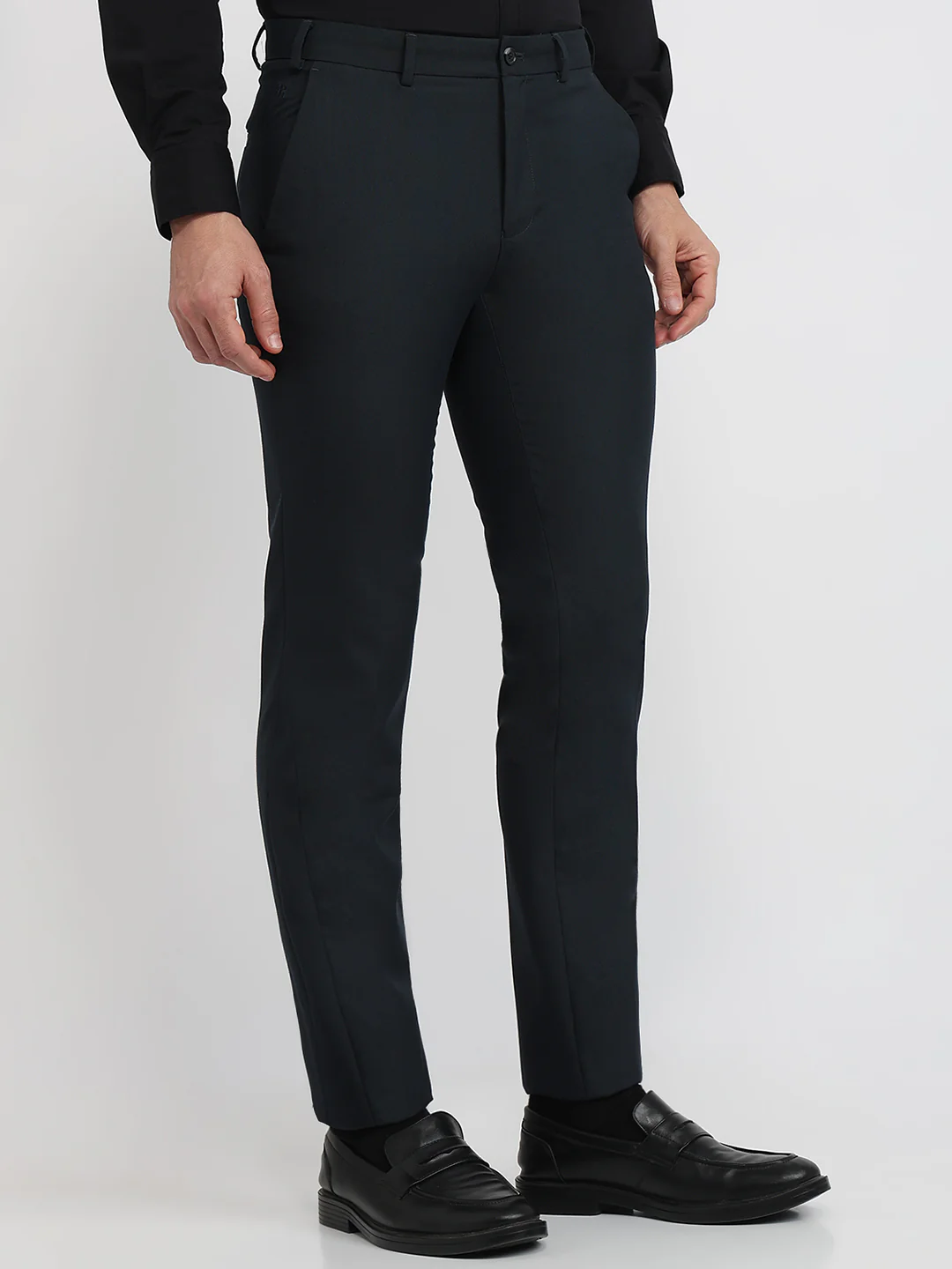 Raymond Men Green Solid Slim Fit Polyester Blend Trouser - Image 3