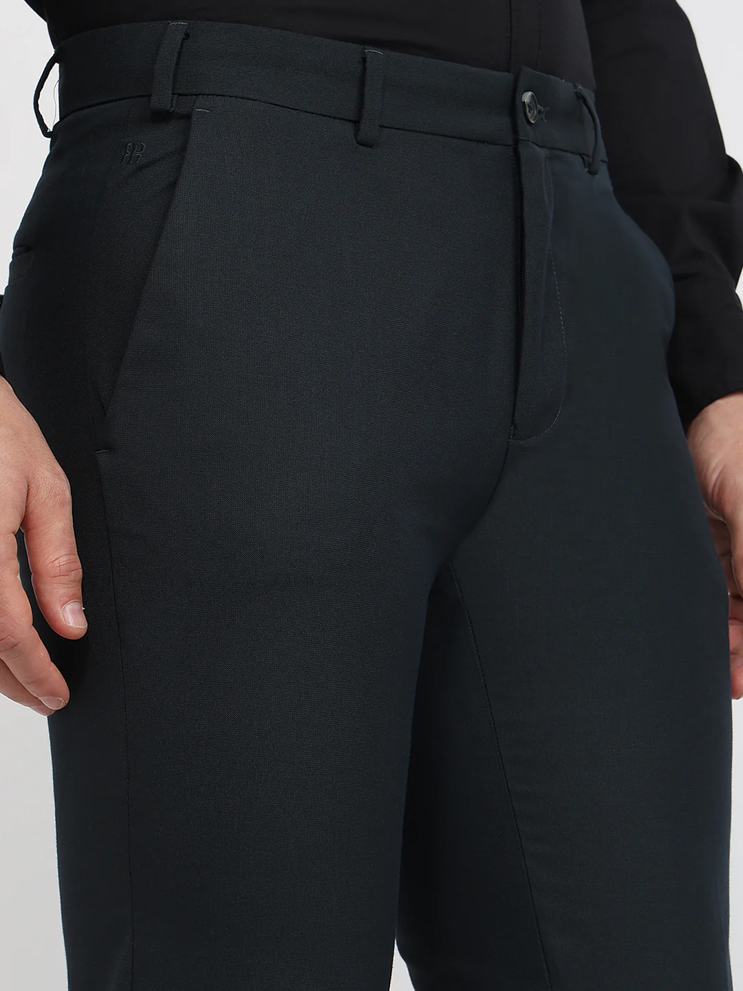 Raymond Men Green Solid Slim Fit Polyester Blend Trouser - Image 6