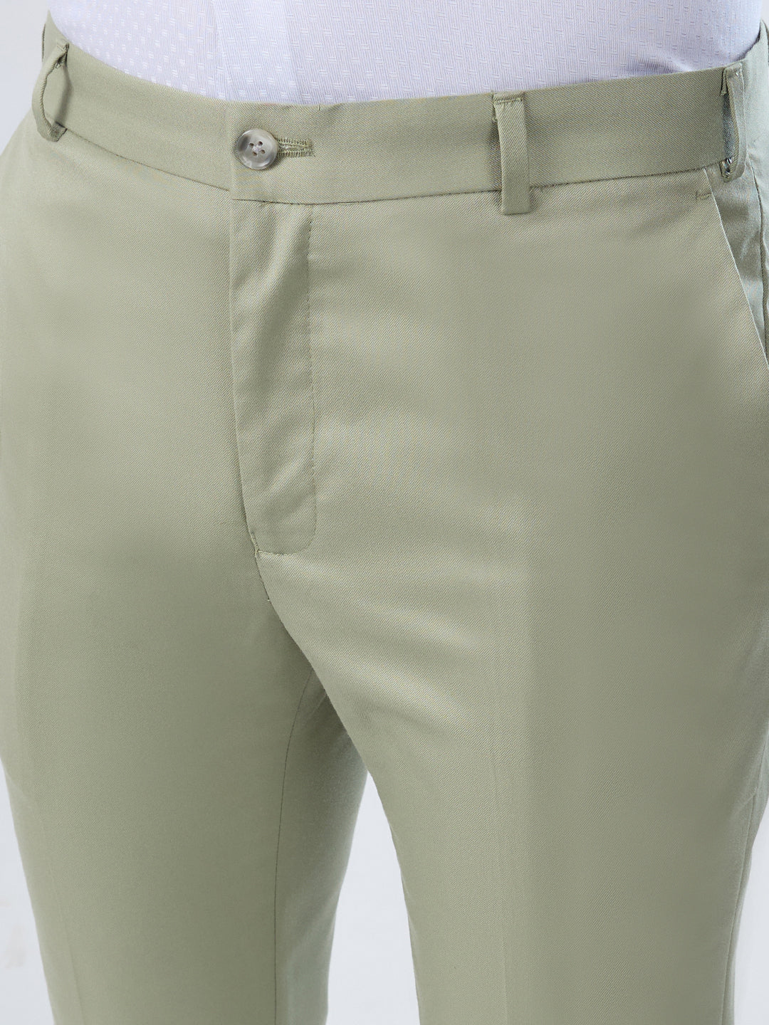 Raymond Men Green Solid Slim Fit Polyester Blend Trouser - Image 6