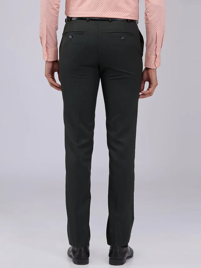 Raymond Men Green Solid Slim Fit Polyester Blend Trouser - Image 4