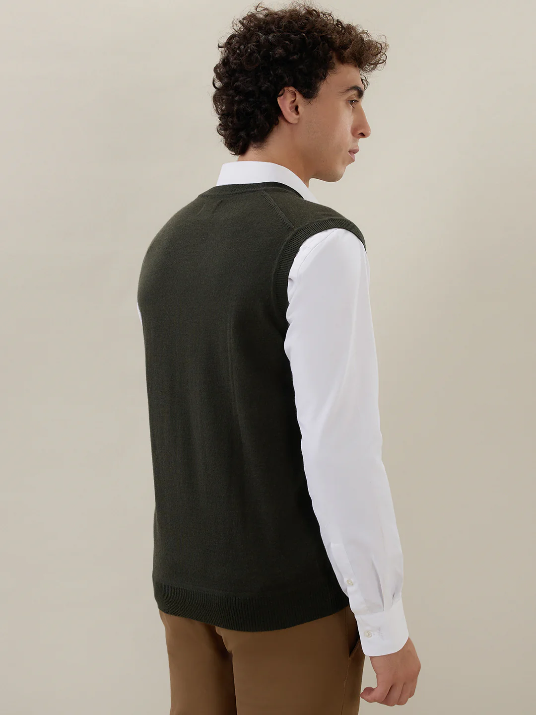 Raymond Men Green Solid Wool Blend Sweatshirt - Image 4