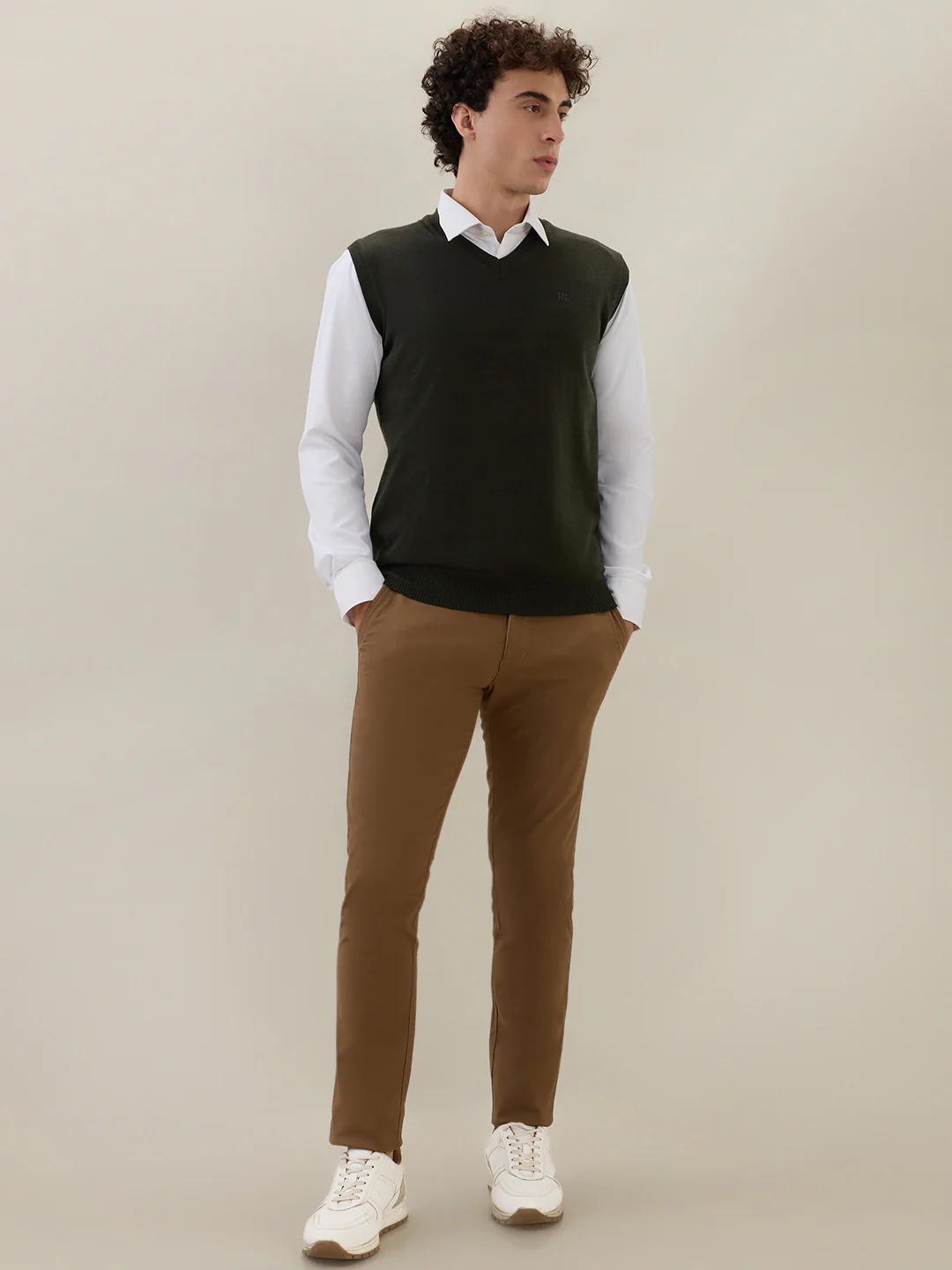 Raymond Men Green Solid Wool Blend Sweatshirt - Image 5