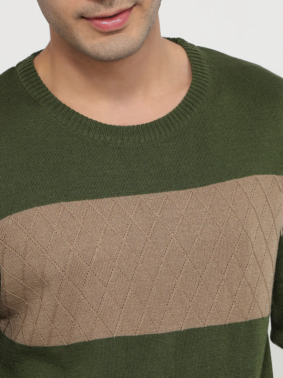 Raymond Men Green Stripe Acrlic Blend Sweatshirt - Image 6