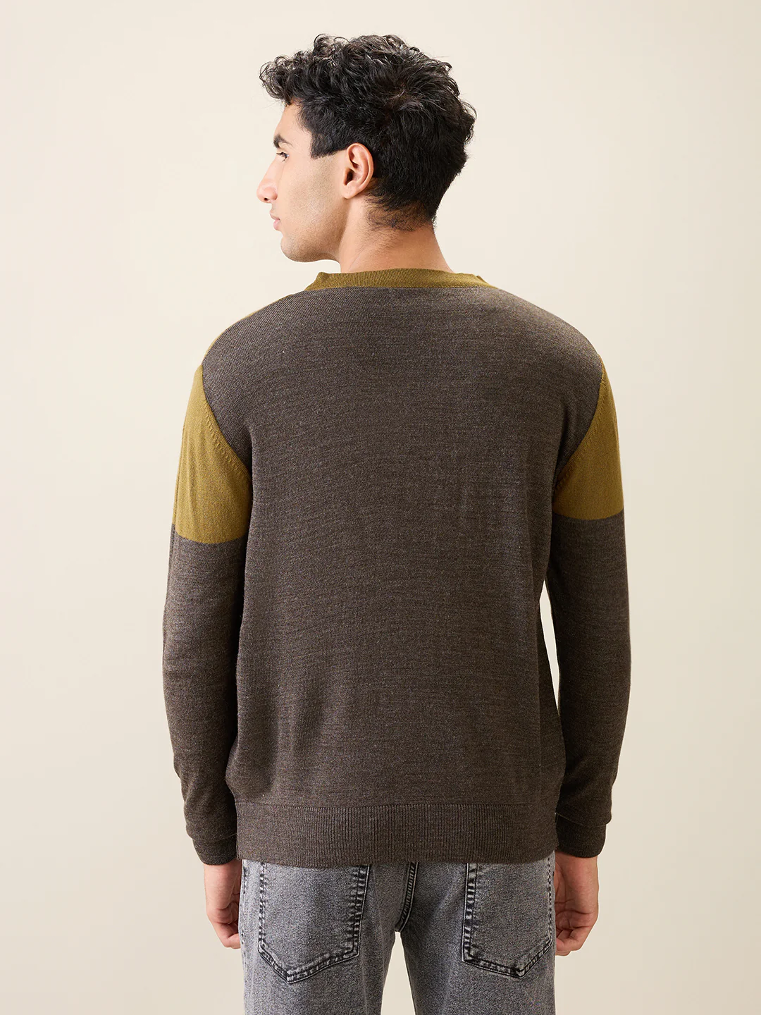 Raymond Men Green Structure Acrylic Full Sleeve V Neck Collar Sweater - Image 4