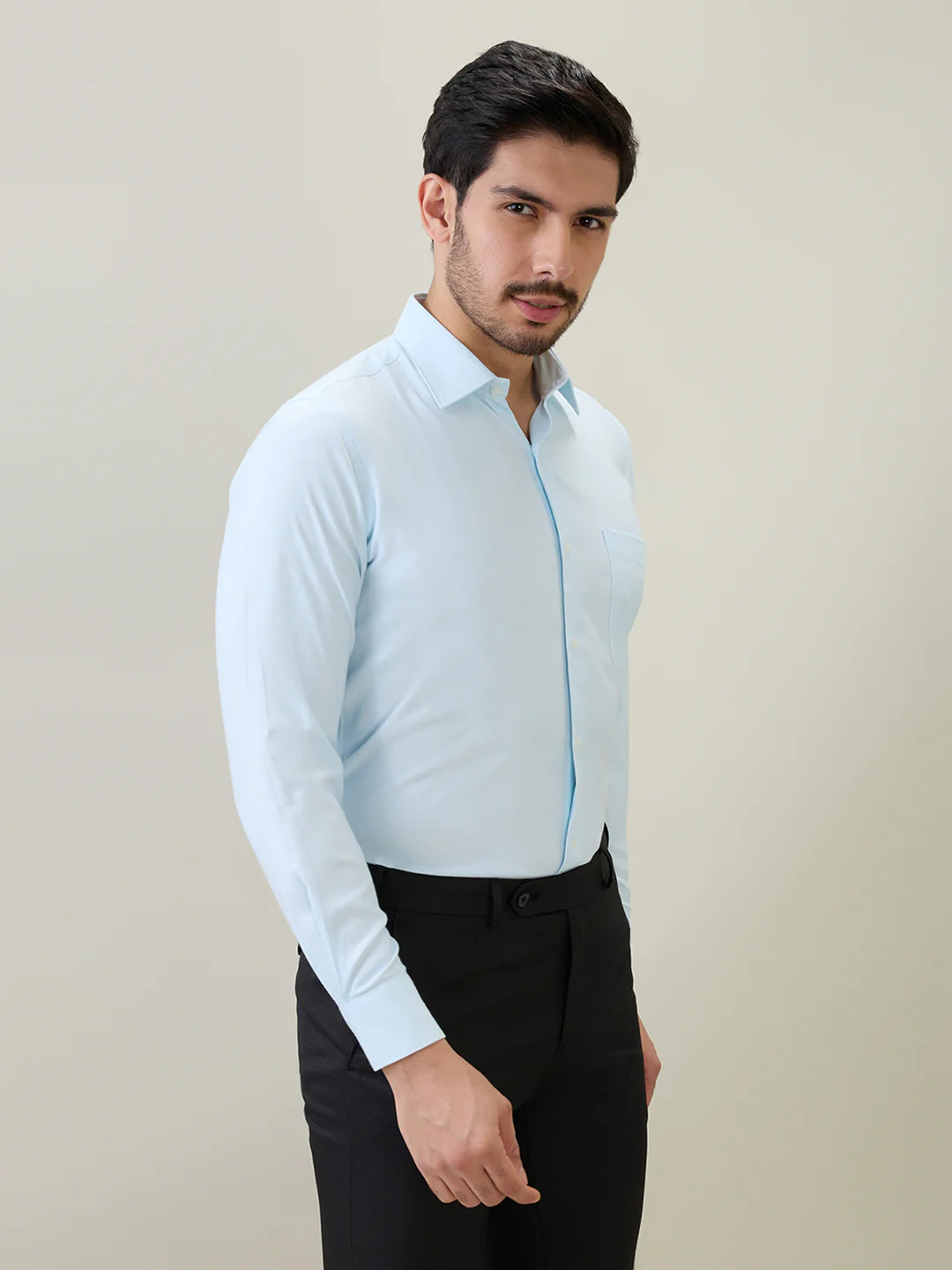 Raymond Men Green Structure Contemporary Fit Bamboo Blend Shirt - Image 3