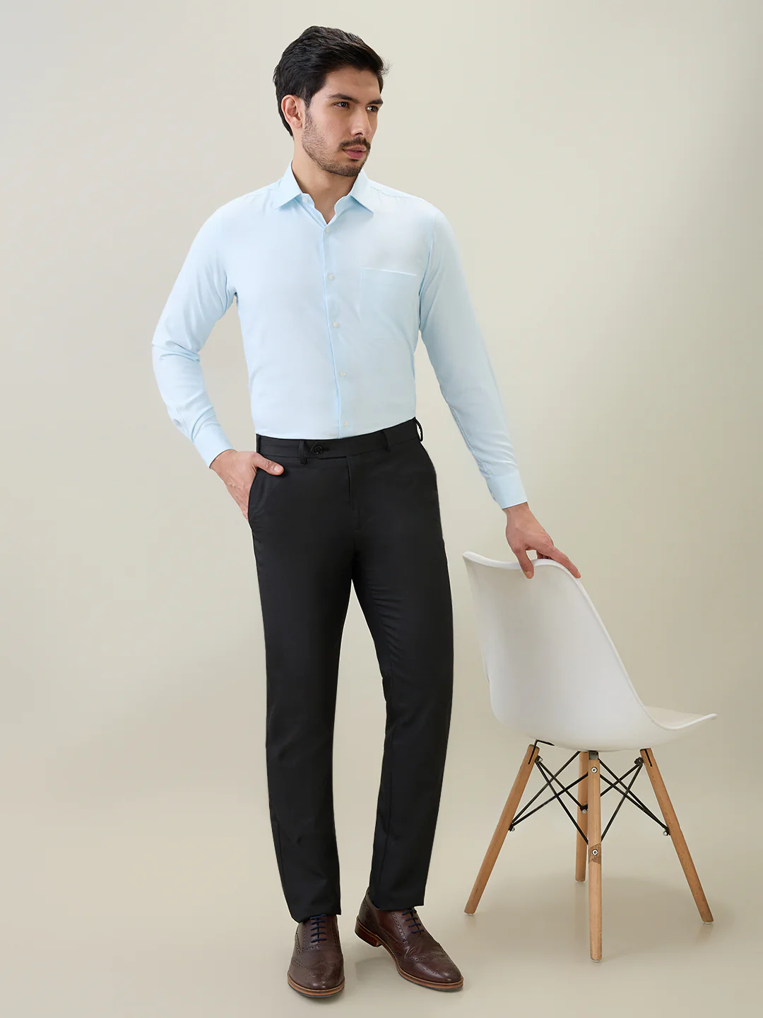 Raymond Men Green Structure Contemporary Fit Bamboo Blend Shirt - Image 6