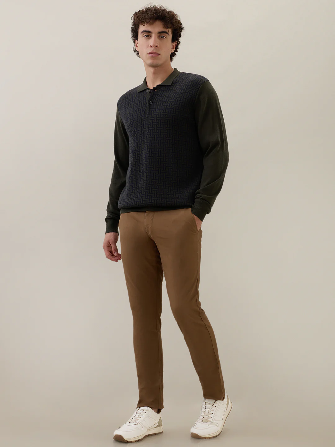 Raymond Men Green Structure Contemporary Fit Wool Blend Sweatshirt - Image 5