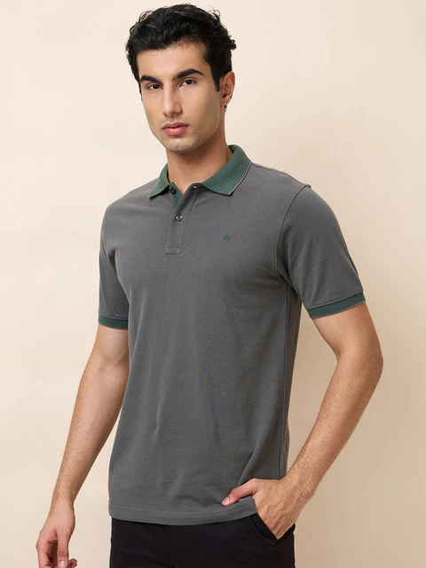 Raymond Men Green Structure Modern Fit Cotton T-Shirt - Image 5