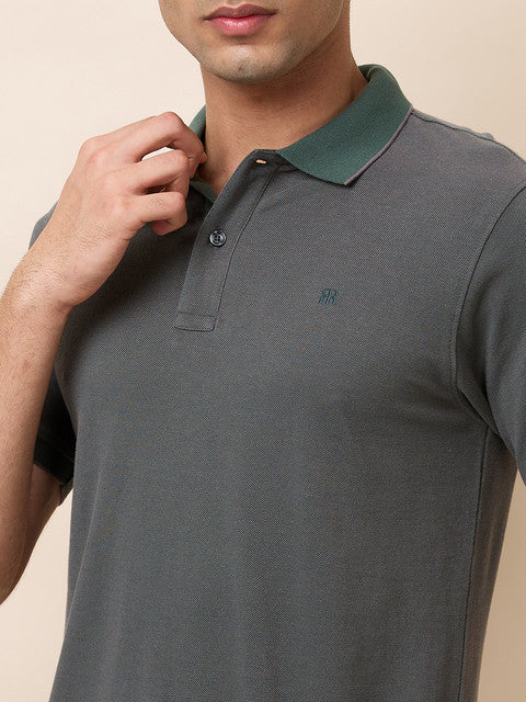 Raymond Men Green Structure Modern Fit Cotton T-Shirt - Image 6