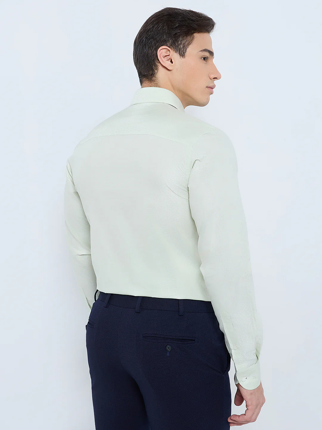 Raymond Men Green Structure Regular Fit Cotton Blend Formal Shirt - Image 4