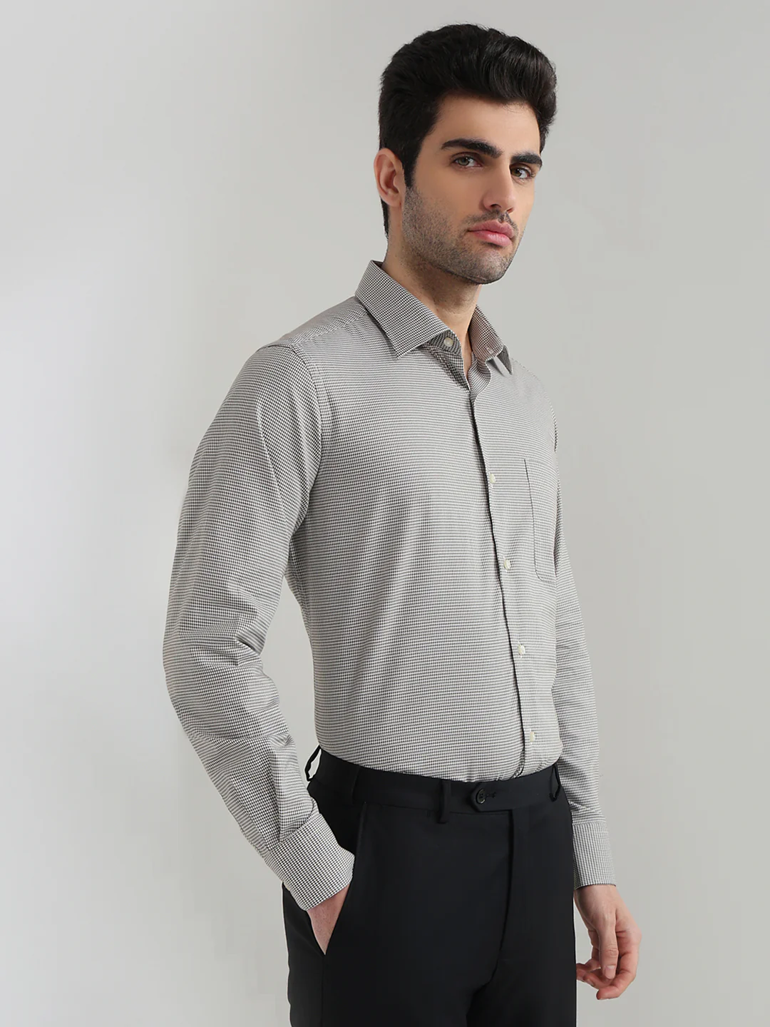 Raymond Men Green Structure Regular Fit Cotton Shirt - Image 2
