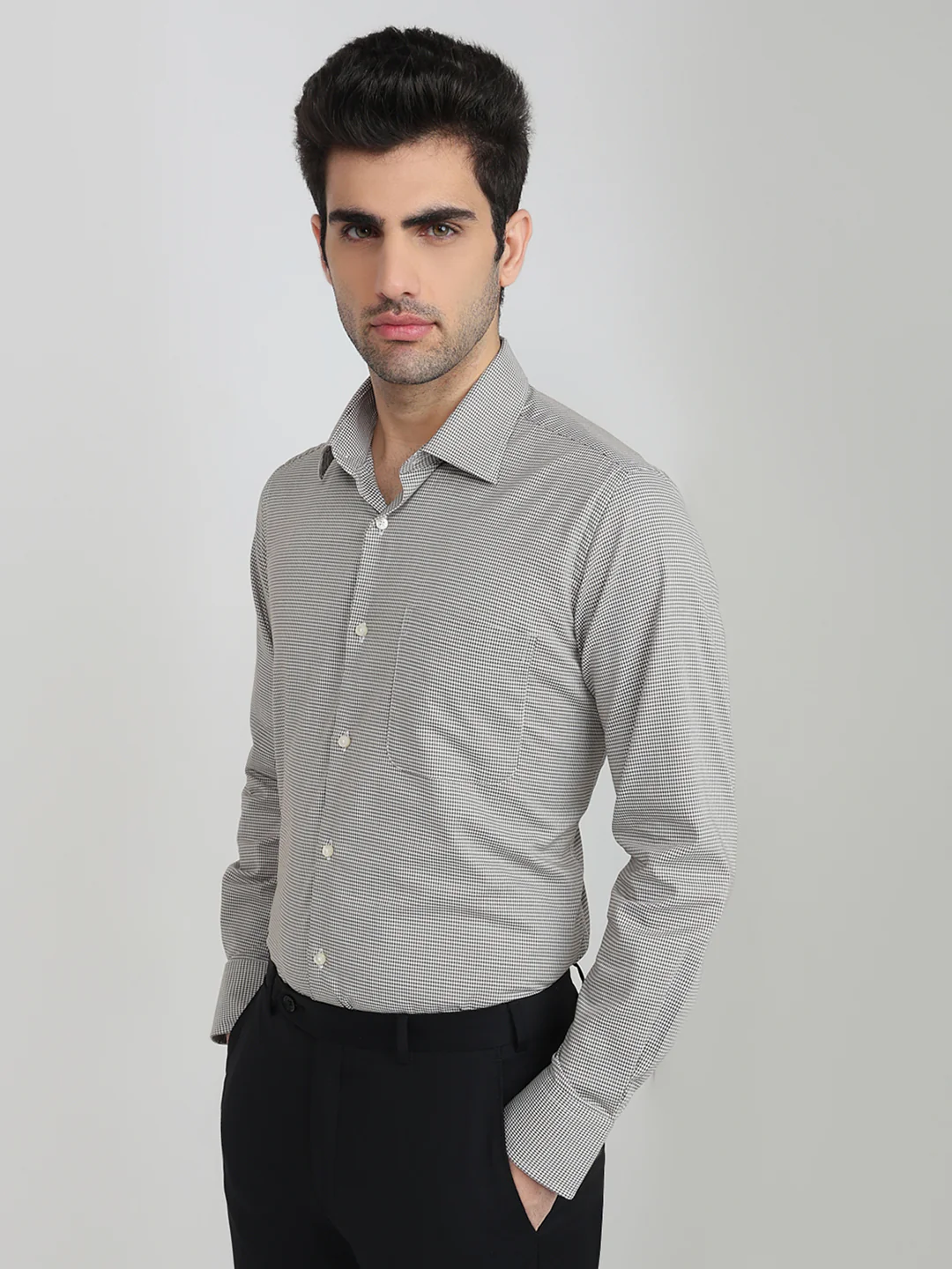 Raymond Men Green Structure Regular Fit Cotton Shirt - Image 3
